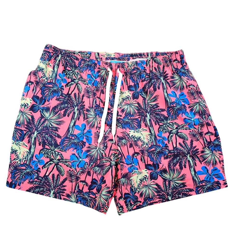 Chubbies Mens XL Swim Trunks Pink Tropical Palm Floral 5.5 Inseam Mesh Lined